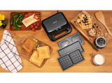 Sandwichera - Cecotec Rock'nToast 3in1 Square, 800 W, 3 Placas intercambiables, Antiadherente, Apto lavavajillas, Negro