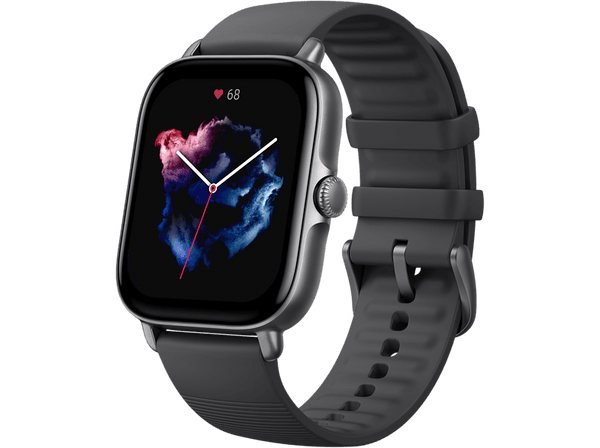 Smartwatch - ‎Amazfit GTS 3, 1.75" UHD AMOLED, 20 mm, 88 - 119 mm, 5 ATM, BT 5.1, 12 días, Negro Grafito