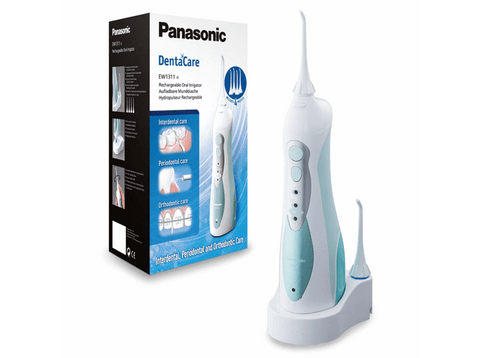 Irrigador dental - Panasonic Ew1311G845, 3 Modos, Portátil, 4 boquillas, Recargable, 1400 impulsos pm, Azul