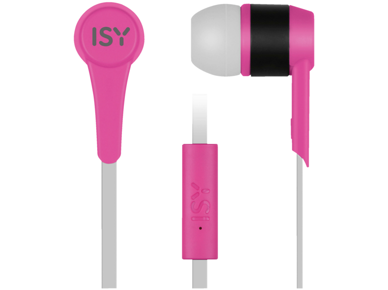 Auriculares con cable - Isy IIE-1101 Rosa, de botón