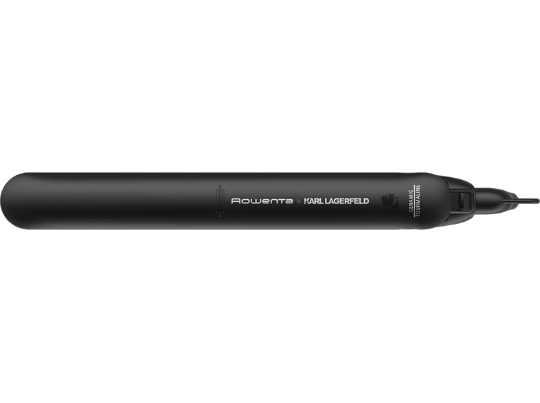 Plancha de pelo - Rowenta x Karl Lagerfeld Easyliss SF161LF0, 240 V, Revestimiento cerámico con turmalina, Monotemperatura 200 °C,  Negro y rojo