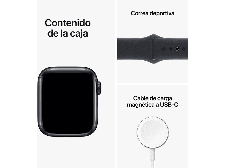 Apple Watch SE (2022), GPS+CELL, 40 mm, Caja de aluminio, Vidrio delantero Ion-X, Correa deportiva medianoche