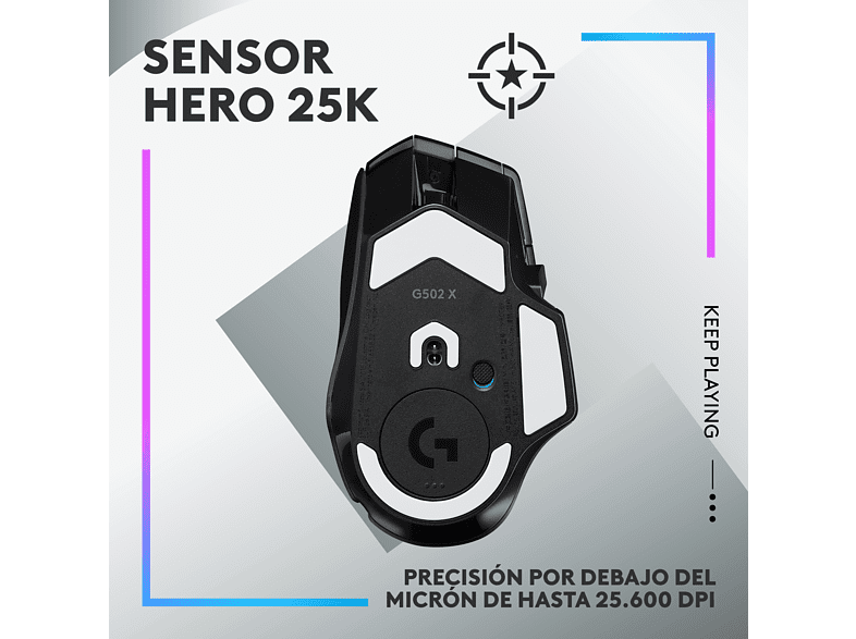 Ratón gaming - Logitech G G502 X Plus, Inalámbrico, Lightforce, Lightspeed, RGB Lightsync, 25.600 ppp, Negro