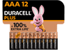 Pilas AAA - Duracell PLUS AAA LR03 / LR3, Pilas alcalinas, Pack 12 Uds, 1.5 V, MN2400, Universal, Negro