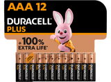 Pilas AAA - Duracell PLUS AAA LR03 / LR3, Pilas alcalinas, Pack 12 Uds, 1.5 V, MN2400, Universal, Negro
