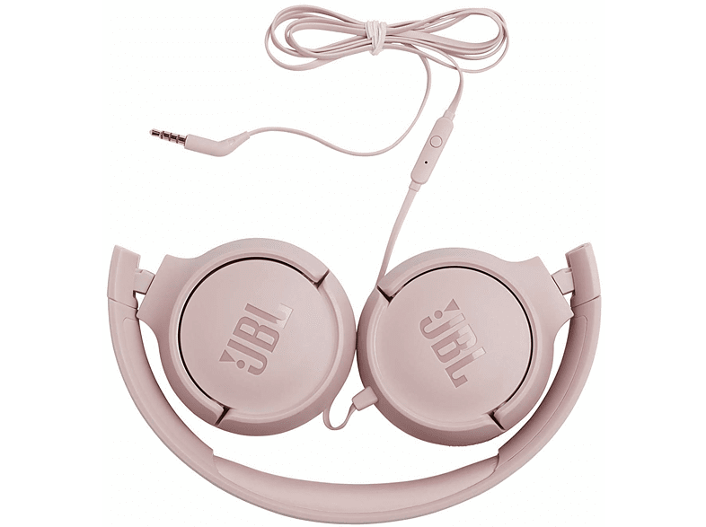 Auriculares de botón - JBL Tune 500, Pure Bass Sound, Micrófono, Plegables, Rosa