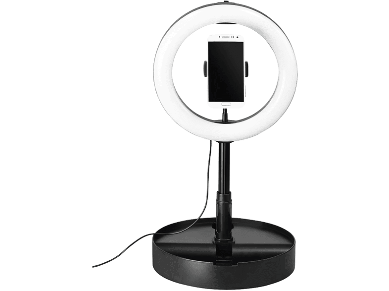 Aro de luz + soporte - Hama 4642 SpotLight FoldUp 102, Para smartphones, Plegable, 138 cm, 6000K, Negro