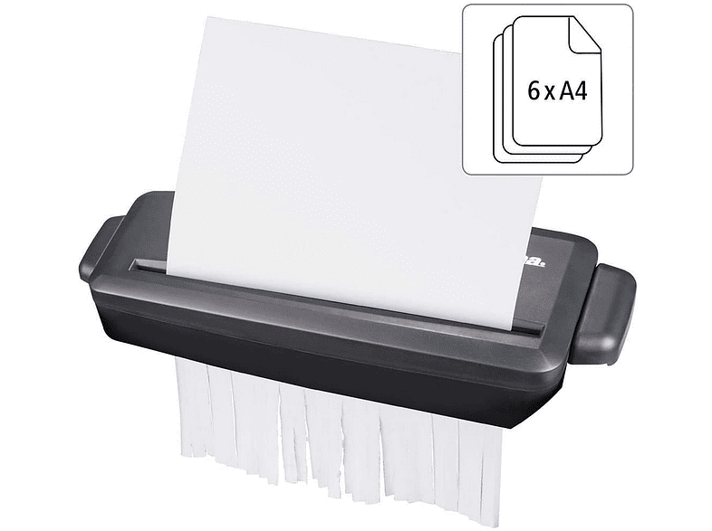 Destructora de papel - Hama Mini S6, Hasta 6 Din A4, 80 g/m2, Negro