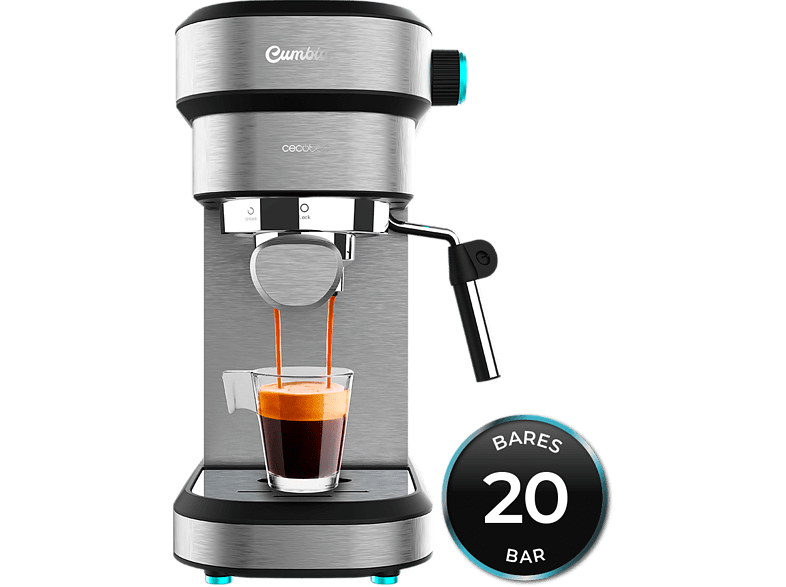 Cafetera express - Cecotec Cafelizzia 890 Gray, 20 bar, 1350 W, 1.2 L, 2 tazas, Compacta, Thermoblock, Gray