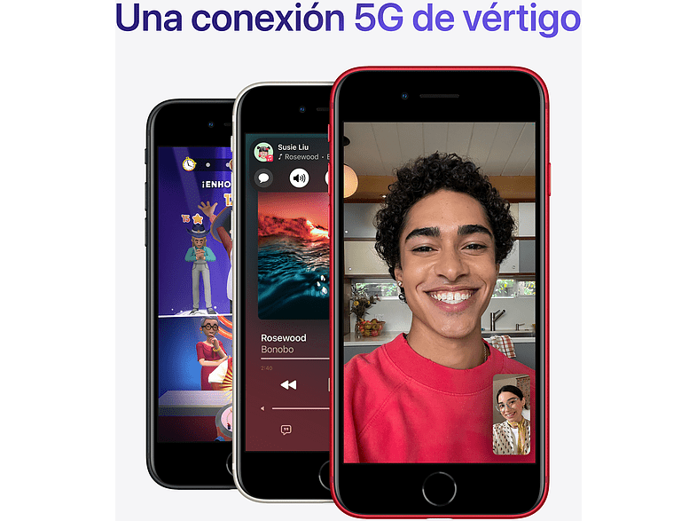 Apple iPhone SE (3ª gen.),  Media Noche, 5g, 128 GB, 4.7 Retina HD, Chip A15 Bionic, iOS,