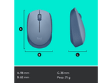 Ratón inalámbrico - Logitech M171, 1000 ppp, Ambidiestro, USB, Azul