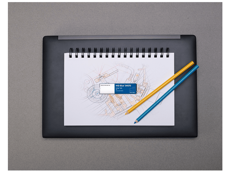 Disco duro SSD interno 2 TB - Western Digital  WD Blue SN570 NVMe SSD, Lectura 3500 MB/s, M.2 2280, Azul