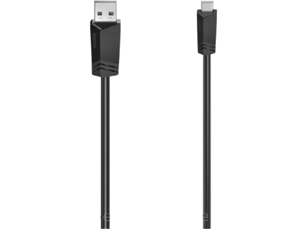 Cable USB - Hama 00200606, Mini-USB, USB 2.0, 480 Mbit/s, 1.50 m, Negro