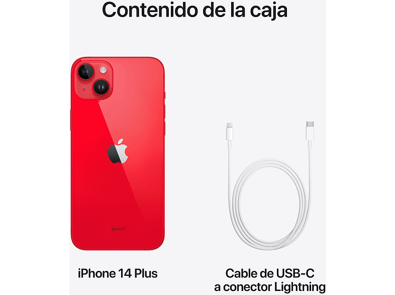 Apple iPhone 14 Plus, PRODUCT (RED), 256GB, 5G, 6.7  Pantalla Super Retina XDR, Chip A15 Bionic, iOS