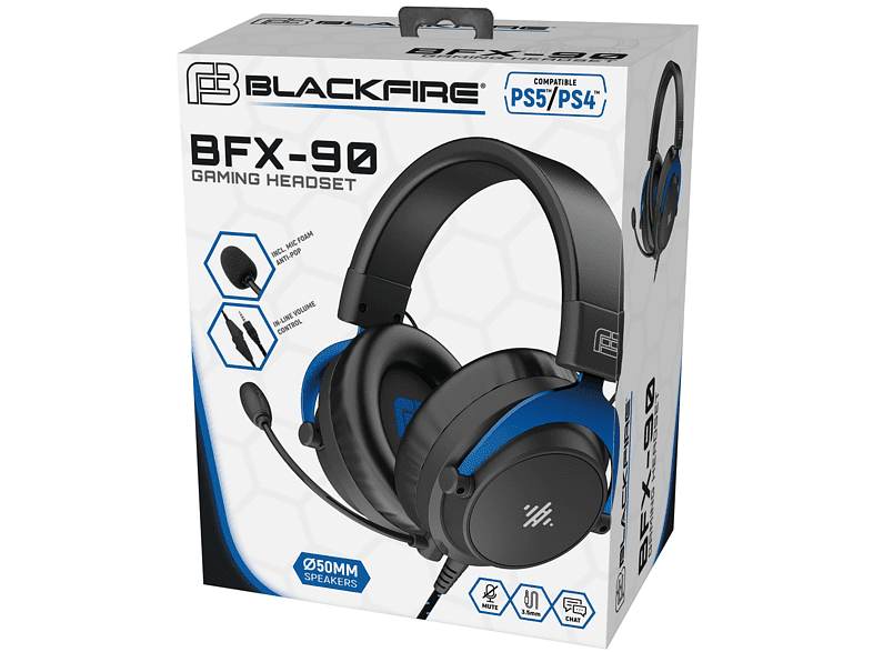 Auriculares gaming - Ardistel BLACKFIRE® Gaming Headset BFX-90, Para PS5™ y PS4™, No Bluetooth, Cable 1.5m, Negro