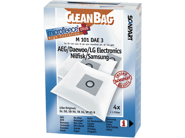 Bolsas de aspirador - Scanpart M101 DAE 3, Compatible con aspiradores Daewoo, Pack de 4 unidades
