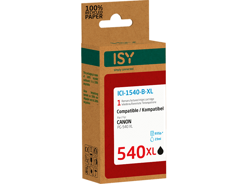 Cartucho de tinta - ISY ICI 1540-B-XL, Para Canon PG-540 XL