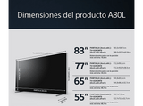 TV OLED 65 - Sony BRAVIA XR 65A80L, 4K HDR 120, HDMI 2.1 Perfecto PS5, Smart TV (Google TV), Alexa, Siri, Bluetooth, Chromecast, Eco, Diseño Elegante