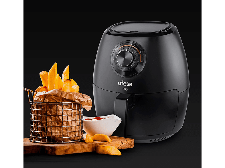Freidora sin aceite - Ufesa AF3500 uFry, 3.5 l, 1300 W, Temporizador, De 80ºC a 200ºC, Negro