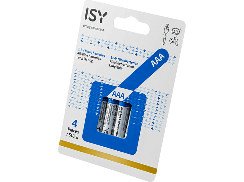Pilas AAA - ISY IBA-1004, Alcalina, 1.5V, 4 unidades
