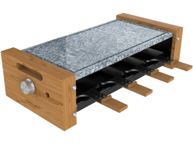 Raclette - Cecotec Cheese&Grill 8600 Wood AllStone, 1200 W, 8 Sartenes, Antiadherente, Granate