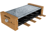 Raclette - Cecotec Cheese&Grill 8600 Wood AllStone, 1200 W, 8 Sartenes, Antiadherente, Granate