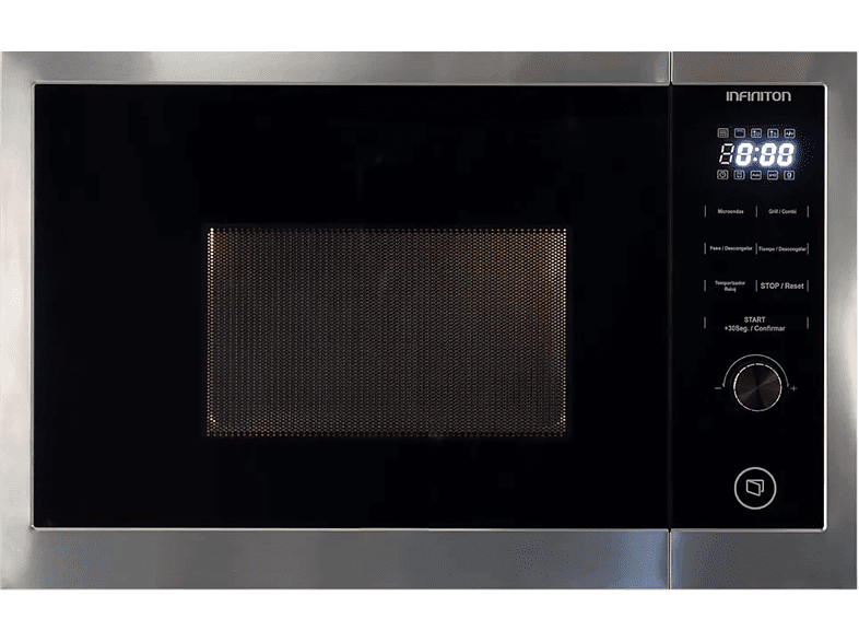 Microondas integrable - Infiniton IMW-DD2S, Grill 1000 W, 8 programas, 25 l, Inox