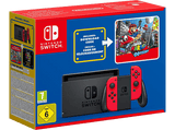 Consola - Nintendo Switch con mandos Joy-Con Rojos, Super Mario Odyssey en código descargable y hoja de pegatinas, Ed. Limitada, 32 GB, Negro