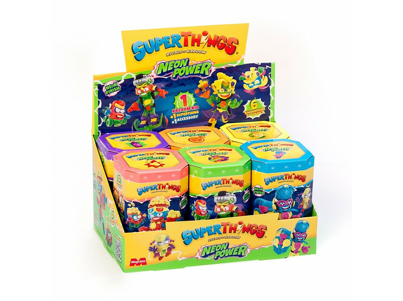 Figura - Magicbox Superthings Neon Power Serie Kazoom Kid, 3cm, Multicolor