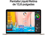 APPLE MacBook Air (2022), 13,6 Retina, Chip M2 de Apple, GPU 10 Núcleos, 8 GB, 512 GB SSD, macOS, Teclado Magic Keyboard Touch ID, Blanco