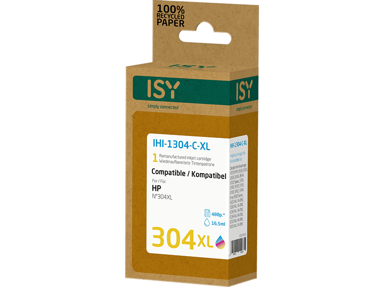 Cartucho de tinta - ISY IHI-1304-C-XL, 16.5ml, 480p, Color