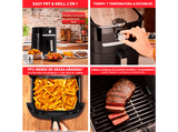 Freidora sin aceite - Moulinex Easy Fry & Grill EZ501810, 2 en 1, Grill, 1400 W, PTFE, Temporizador, Negro