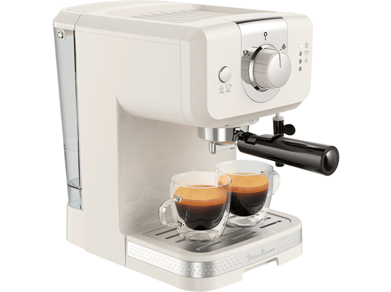 Cafetera express - Moulinex XP330A10 Opio Soleil, Bomba de presión 15 Bares, Boquilla de vapor, 240 V, 1.5 L, 2, Marfil