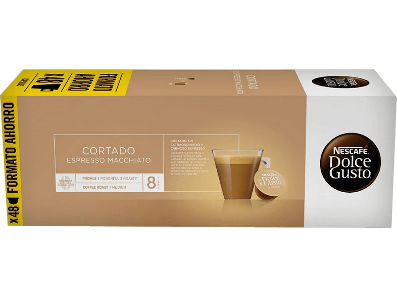 Cápsulas monodosis - Dolce Gusto Cortado Espresso Macchiatto, Pack de 3 cajas de 16 cápsulas (48 en total)