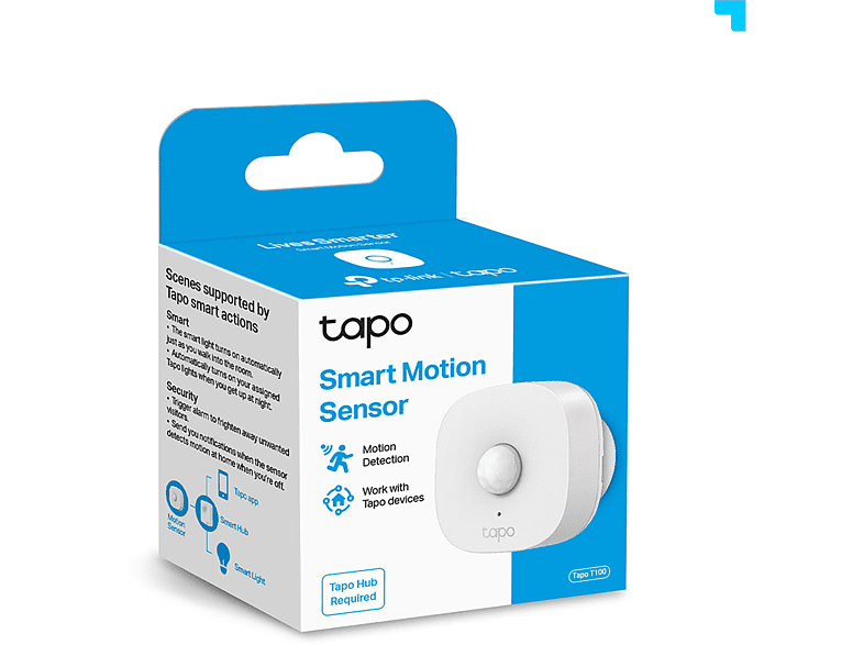 Sensor de movimiento - TP-Link Tapo T100, Wifi, 7 metros, Techo / Pared, Blanco