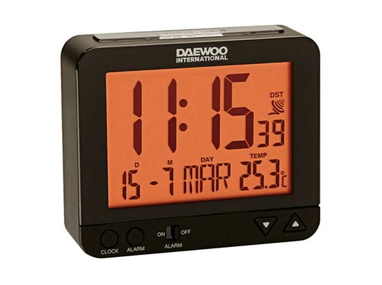 Despertador - Daewoo DCD 200 B, Repetición de alarma, Panel LCD, Negro