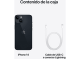 Apple iPhone 14, Medianoche, 128 GB, 5G, 6.1 OLED Super Retina XDR, Chip A15 Bionic, iOS