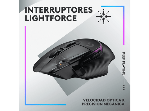 Ratón gaming - Logitech G G502 X Plus, Inalámbrico, Lightforce, Lightspeed, RGB Lightsync, 25.600 ppp, Negro