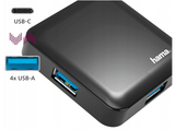 Hub USB - Hama 00200112, USB-C-Hub, 4 Puertos, USB 3.2 Gen1, Adaptador de 5 Gbit / s, Negro