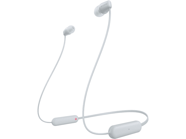 Auriculares inalámbricos - Sony WI-C100, Micrófono, 25 horas de batería, Asistentes de voz, Bluetooth, Blanco