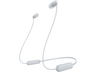 Auriculares inalámbricos - Sony WI-C100, Micrófono, 25 horas de batería, Asistentes de voz, Bluetooth, Blanco