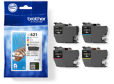 Cartucho de tinta - Brother LC421VAL, Pack de 4, 200 páginas cada color (BK/C/M/Y) ISO/IEC 24711, Modo ahorro