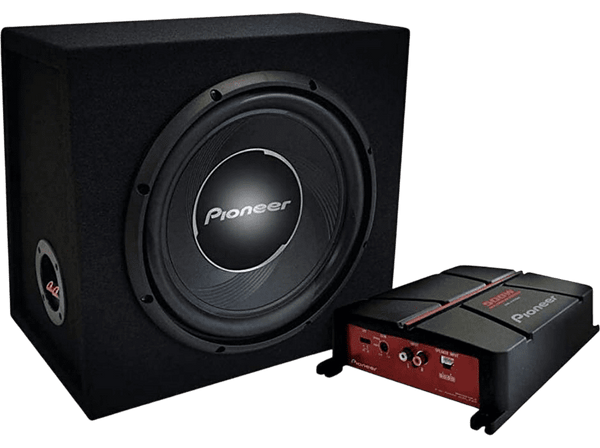 Subwoofer + Amplificador - Pioneer GXT-3730-B-SET, 500 W, 4 Ω, 22 Hz a 1.6 kHz, IMPP, Negro
