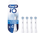 Recambio para cepillo dental - Oral-B iO Ultimate Clean, 4 cabezales, Blanco