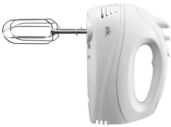 Amasadora - OK OHM 2519 W, 250 W, 5 velocidades, Botón turbo, Cable 1.8 m, Blanco