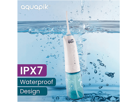 Irrigador - Aquapik GO X, 5 Boquillos, USB/AC, 1400 - 1800 Pulsaciones, 3 niveles de potencia, Blanco