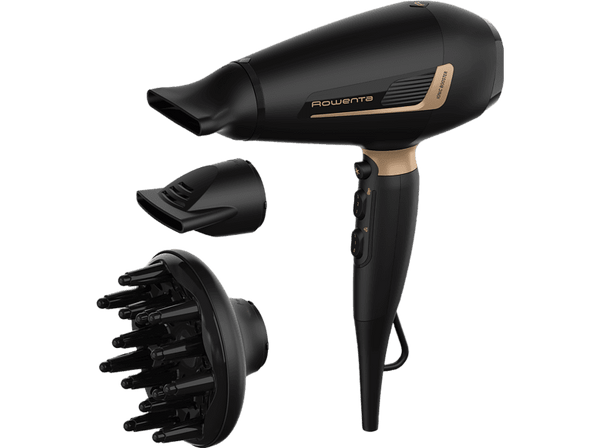 Secador - Rowenta Pro Expert CV8840F0, 2200 W, Motor AC, Tecnología iónica, 3 temperaturas, 2 velocidades, Negro y cobre