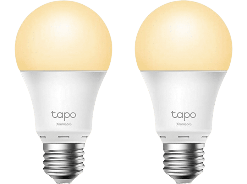 Bombilla inteligente - TP-Link Tapo L510E, 2 unidades, WiFi, Control por voz, Luz cálida, Regulable, Blanco