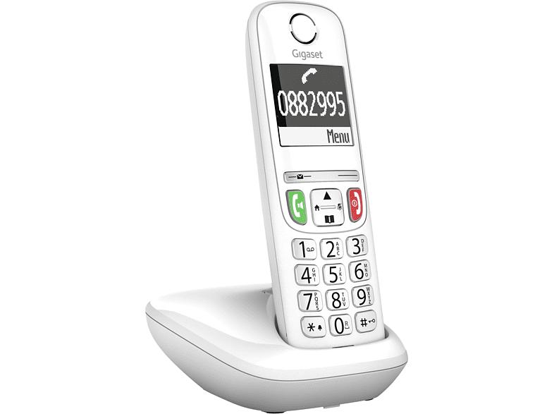 Teléfono - Gigaset E270 /Single /W, Inalámbrico, Bloqueo de llamadas, Compatible con ayudas auditivas, Volumen ajustable, Despertador, Blanco