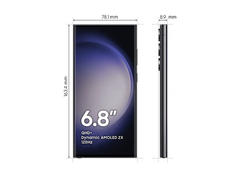 Móvil - Samsung Galaxy S23 Ultra 5G, Phantom Black, 256GB, 8GB RAM, 6.8 QHD+, Qualcomm Snapdragon 8, Gen 2 Octa-Core, 5000 mAh, Android 13